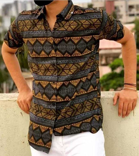 Printed Stitched Half Sleeve Shirt