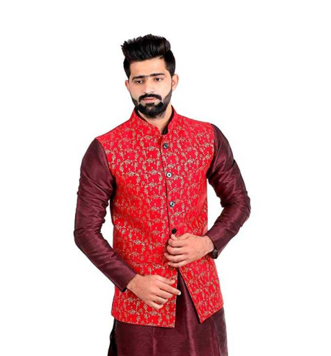 Printed Cotton Jute Nehru Jacket